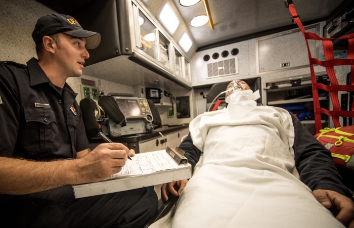 First Responder using pen.