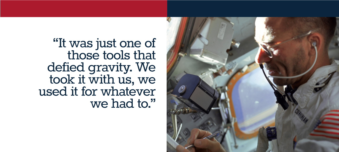 Col. Cunningham using an AG7 aboard Apollo 7